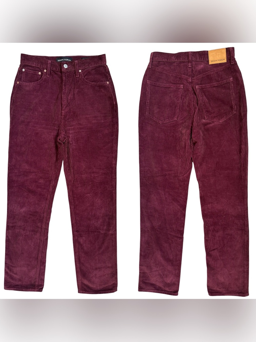 Aritzia Denim Forum Maroon Corduroy Joni High Rise Loose Zipper Fly Jeans Sz 26